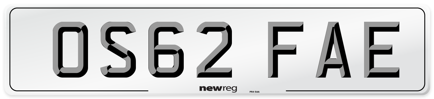 OS62 FAE Number Plate from New Reg